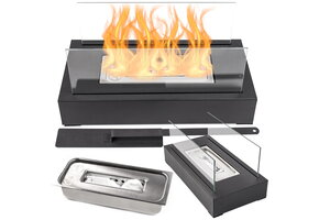 Bio ethanol brander - tafelhaard - 35x18x16,5cm - zwart