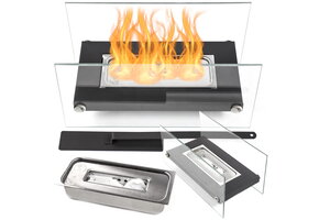 Bio ethanol brander - tafelhaard - 34x17x16cm - zwart