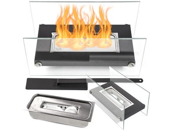 Bio ethanol brander - tafelhaard - 34x17x16cm - zwart