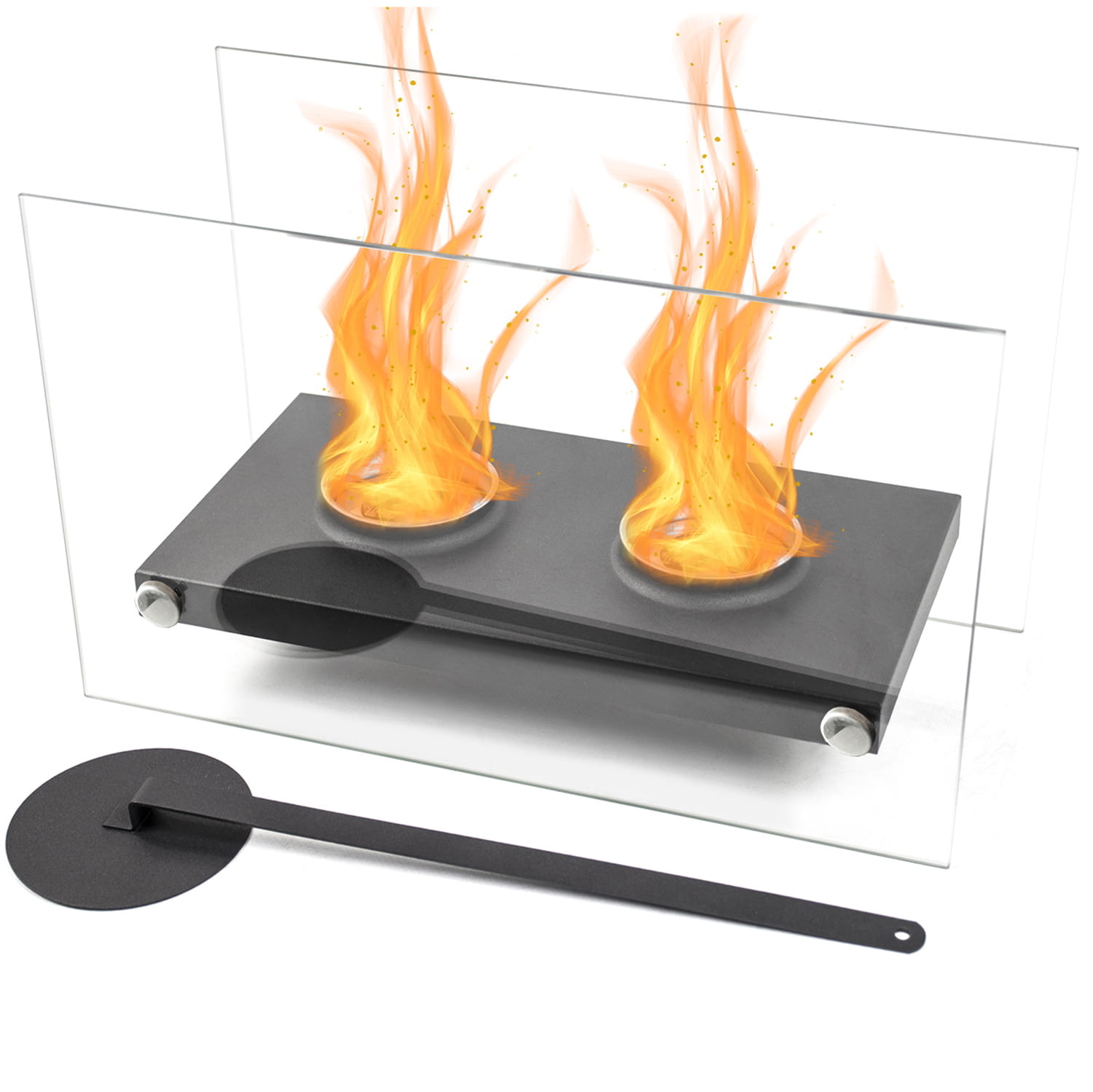 Bio ethanol brander - tafelhaard - 36x18x22cm - gehard glas