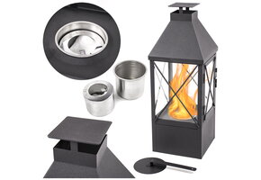 Bio ethanol brander - 42,5x15x15cm - veiligheidsglas - zwart