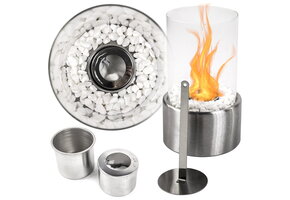 Bio ethanol brander - 26.5x13.5x13.5cm - met decoratieve stenen