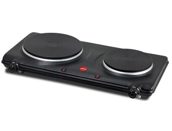 Elektrische kookplaat - 2 pits - Ø 16cm en 13cm - 1500W - zwart