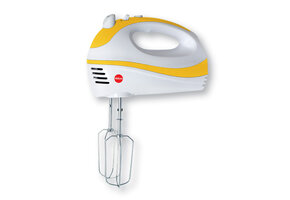 Handmixer - 300W - 5 snelheden - met garden en deeghaken - geel