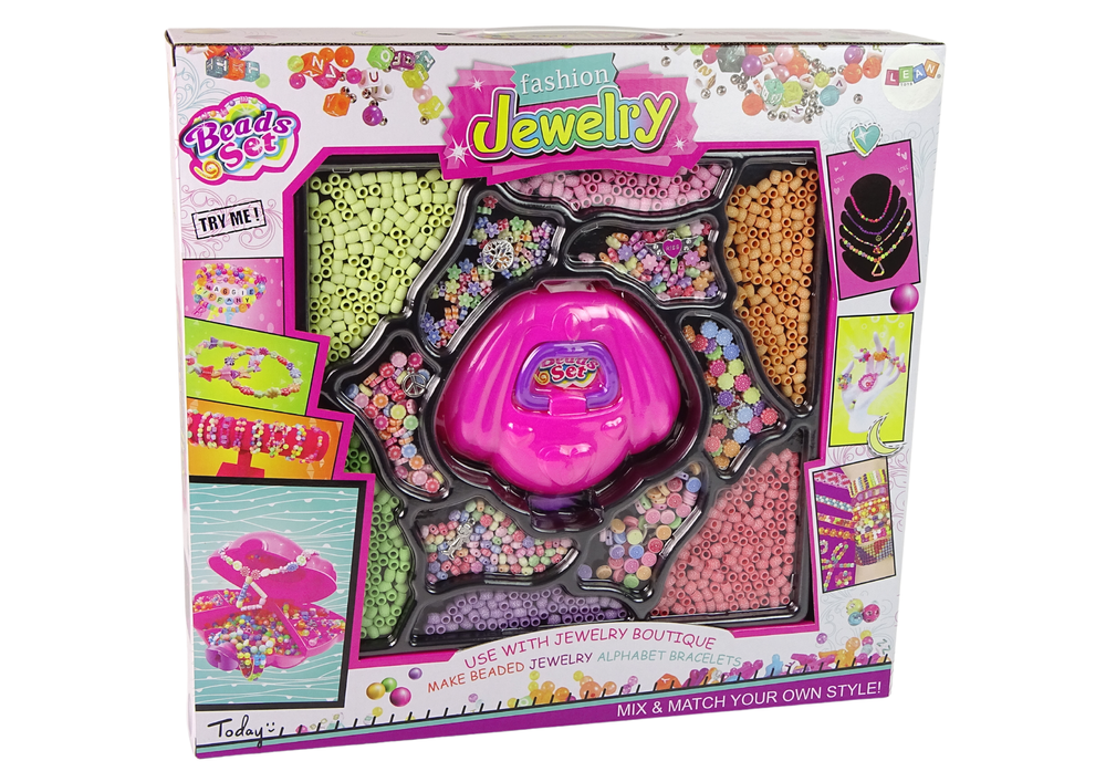 Kralenset - 12 soorten - 6 zilveren hangers - met opbergdoos