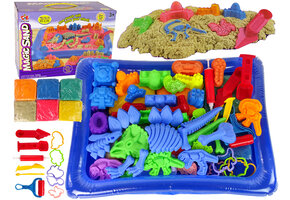 Kinetisch zand - 6 kleuren - met onderlegger en 55 accessoires