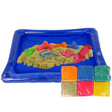 Kinetisch zand - 6 kleuren - met onderlegger en 55 accessoires