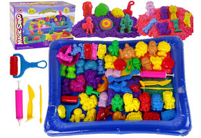 Kinetisch zand - 4 kleuren - met onderlegger en 53 accessoires