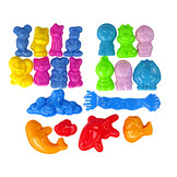 Kinetisch zand - 4 kleuren - met onderlegger en 53 accessoires