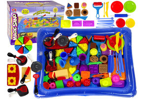 Kinetisch zand - 6 kleuren - met onderlegger en 70 accessoires