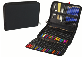 Kleurpotloden - tekenset - 95 delig - met etui - 30x22x5cm