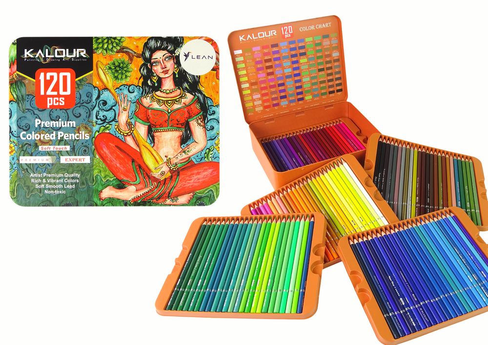 Kleurpotloden - tekendoos - 120 delig - 23x19x6cm