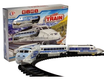 Treinbaan - 21x5x5,5cm - licht- en geluids effecten - blauw wit