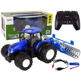 Bestuurbare trekker - R/C tractor - 18x16x13cm - blauw zwart