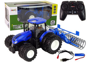 Bestuurbare trekker - R/C tractor - 18x16x13cm - blauw zwart