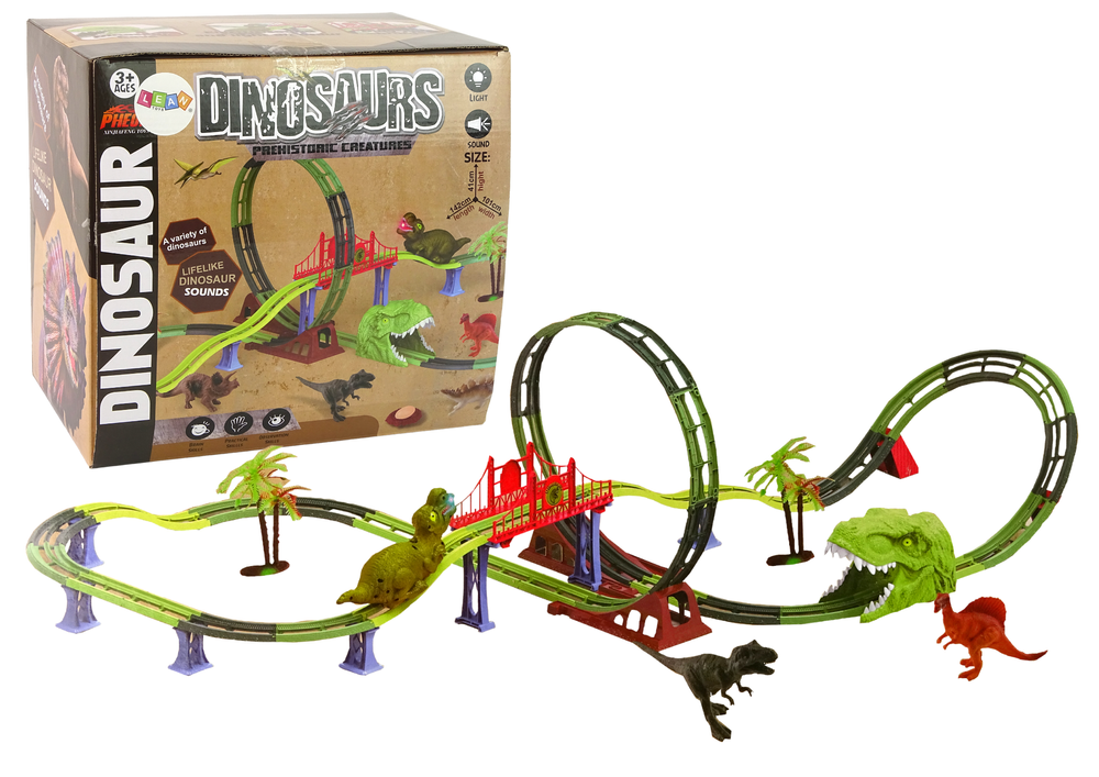 Racebaan - 142x101x41cm - dinosaurus racebaan - met geluid
