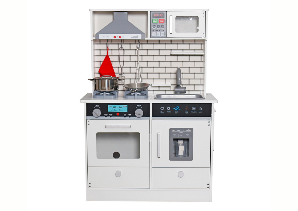 Kinderkeuken - 93x65x30cm - houten keuken - grijze kleur