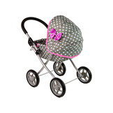 Poppenwagen - 45x35x61 cm - grijs met witte sterren