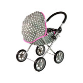 Poppenwagen - 45x35x61 cm - grijs met witte sterren