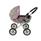 Poppenwagen - 45x35x61 cm - grijs met witte sterren