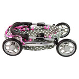 Poppenwagen - 45x35x61 cm - grijs met witte sterren