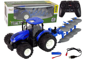 Bestuurbare trekker - R/C tractor - 18x16x13cm - blauw