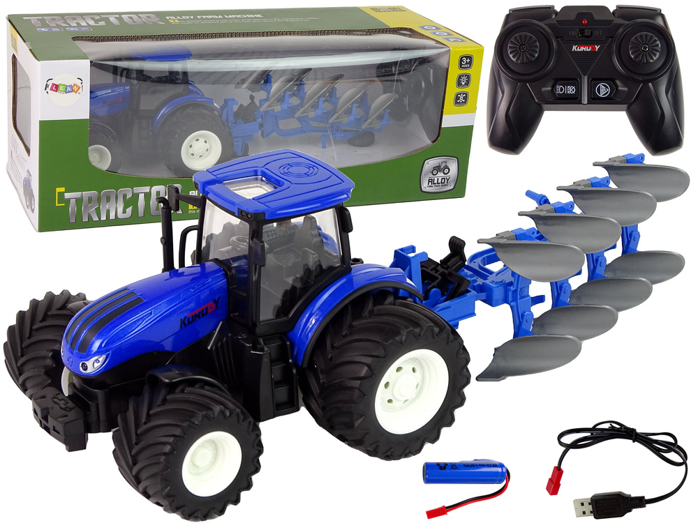 Bestuurbare trekker - R/C tractor - 18x16x13cm - blauw