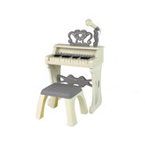 Kinderpiano - 31x18x10cm - met microfoon - creme kleur