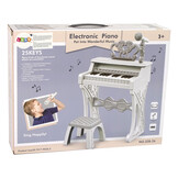 Kinderpiano - 31x18x10cm - met microfoon - creme kleur