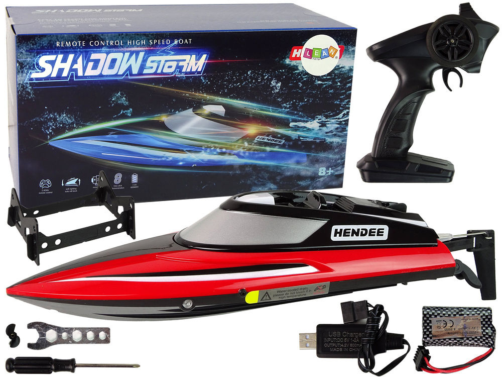 Bestuurbare boot - speedboot - 20-25 km/u - R/C - rood, zwart