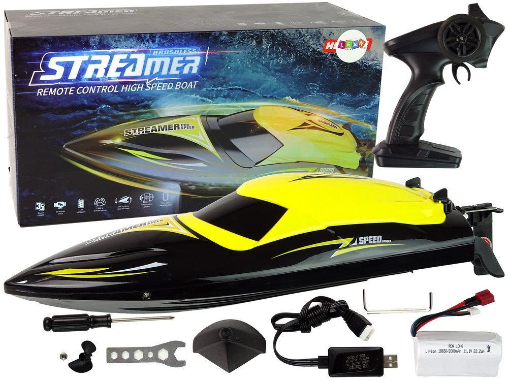 Bestuurbare boot - speedboot - 35 km/u - R/C - 2,4G - geel, zwart