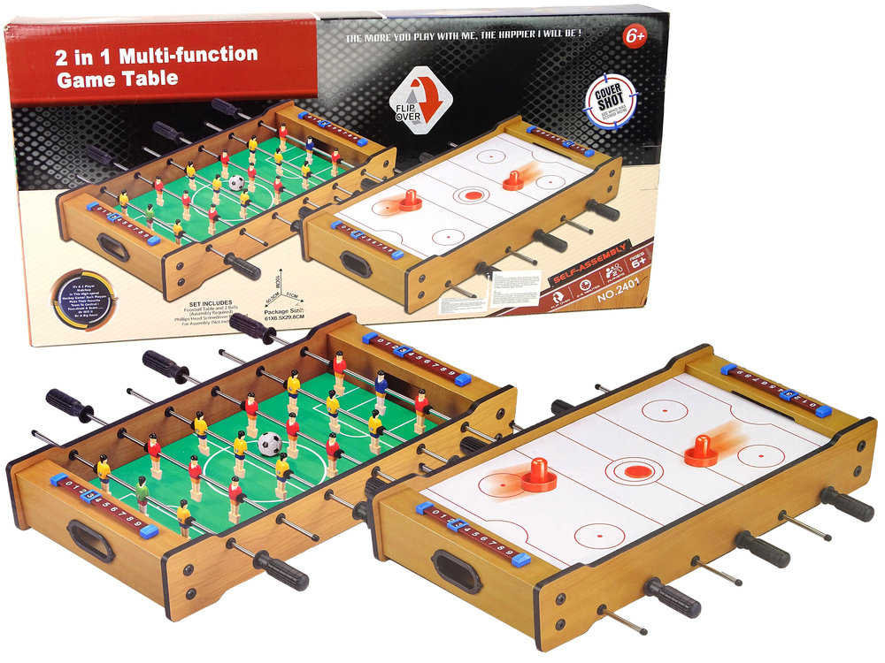 Tafelvoetbal - airhockey - 60,5x51x10cm - 2in1