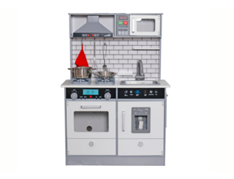 Kinderkeuken - 93x65x30cm - Lara houten keuken - grijs