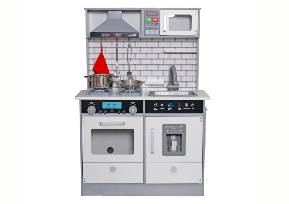 Kinderkeuken - 93x65x30cm - Lara houten keuken - grijs