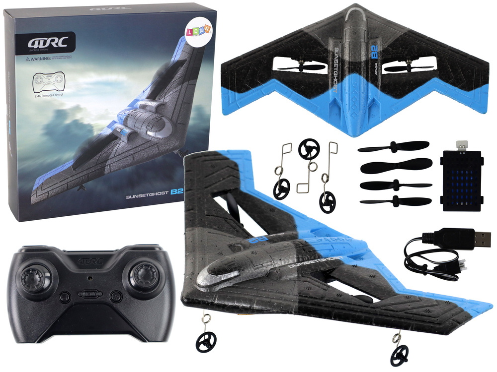 RC vliegtuig - 0,5m/sec - 80-120m bereik - blauw zwart