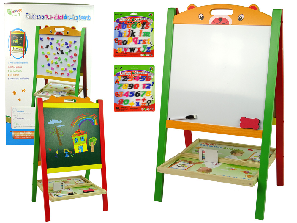 Schoolbord - 74x45x34cm - 2in1 - hout - magnetisch