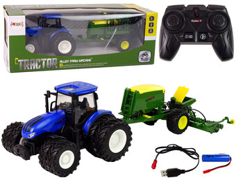 Bestuurbare trekker - R/C tractor - 24x11x12cm - met balenpers