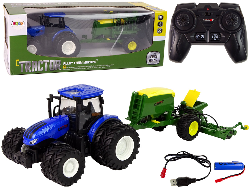 Bestuurbare trekker - R/C tractor - 24x11x12cm - met balenpers