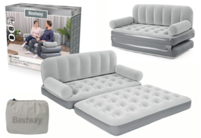 Opblaasbare bank - Bestway - 188x152x64cm - 2 in 1 - grijs wit