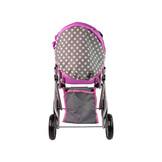 Poppenwagen - 2 in 1 - met tas - grijs met roze sterren