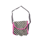 Poppenwagen - 2 in 1 - met tas - grijs met roze sterren