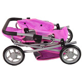 Poppenwagen - 2 in 1 - met tas - grijs met roze sterren