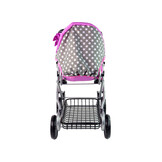 Poppenwagen - 2in1 - met tas en draagzak - grijs, roze sterren