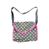Poppenwagen - 2in1 - met tas en draagzak - grijs, roze sterren