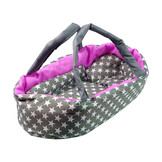 Poppenwagen - 2in1 - met tas en draagzak - grijs, roze sterren