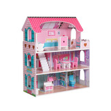 Houten poppenhuis Bianca - 70x62x27cm - met meubels - roze