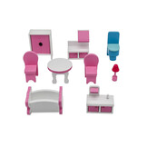 Houten poppenhuis Bianca - 70x62x27cm - met meubels - roze