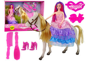 Speelgoed paard met prinsessenpop - 30x4x10cm - met accessoires