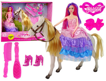 Speelgoed paard met prinsessenpop - 30x4x10cm - met accessoires