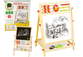 Schoolbord - 36x43x1cm - hout - 2in1 - met telraam en alfabet